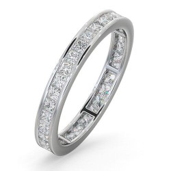18WFE005-100-GVS | 18ct White Gold Channel Set Princess Cut Full Eternity Ring Diamond 1.00ct G VS