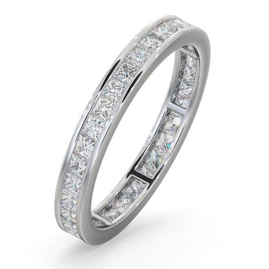 18WFE005-100-HSI | 18ct White Gold Channel Set Princess Cut Full Eternity Ring Natural Diamond 1.00ct H Si