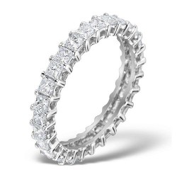 18WFE006-200-GVS | 18ct White Gold Claw Set Full Eternity Ring Princess Cut Diamond 2.00ct G VS