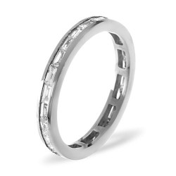 18WFE009-100-HSI | 18ct White Gold Channel Set Full Eternity Ring Baguette Natural Diamond 1.00ct H Si