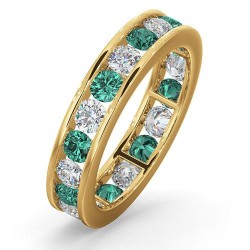 18YFE001E-200-GVS | 18ct Yellow Gold Channel Set Full Eternity Ring Natural Diamond 1.00ct Emerald 1.10ct G VS