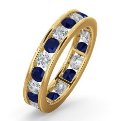 18YFE001S-200-GVS | 18ct Yellow Gold Channel Set Full Eternity Ring Natural Diamond 1.00ct Sapphire 1.70ct G VS