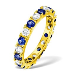 18YFE002S-200-GVS | 18ct Yellow Gold Claw Set Full Eternity Ring Natural Diamond 1.00ct Sapphire1.70ct G VS