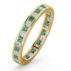 18YFE005E-100-HSI | 18ct Yellow Gold Channel Set Princess Cut Full Eternity Ring Natural Diamond 0.50ct Em 0.65ct H Si