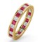 18YFE005R-200-GVS | 18ct Yellow Gold Channel Set Princess Cut Full Eternity Ring Natural Diamond 1.00ct Ruby 1.25ct GVS