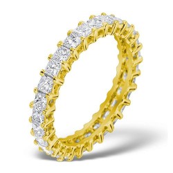 18YFE006-200-GVS | 18ct Yellow Gold Claw Set Full Eternity Ring Princess Cut Diamond 2.00ct G VS