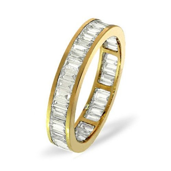 18YFE008-150-GVS | 18ct Yellow Gold Channel Set Full Eternity Ring Baguette Natural Diamond 1.50ct G VS