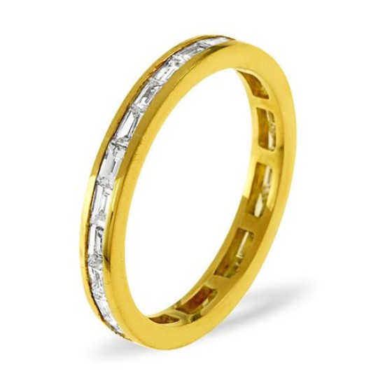 18YFE009-100-GVS | 18ct Yellow Gold Channel Set Full Eternity Ring Baguette Natural Diamond 1.00ct G VS