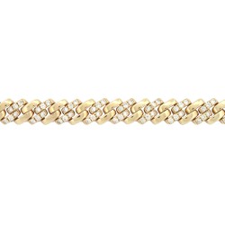 9B033 | 9ct Yellow Cuban Link 1.43ct Diamond Set Bracelet