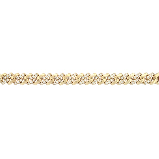 9B033 | 9ct Yellow Cuban Link 1.43ct Diamond Set Bracelet