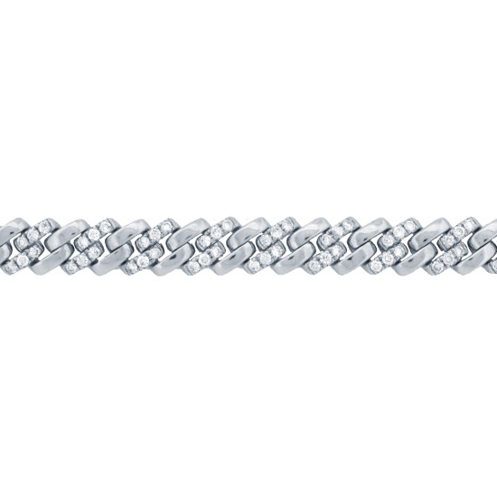 9B039 | 9ct White Cuban Link 1.43ct Diamond Set Bracelet