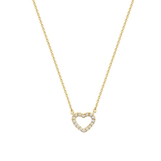 9C004-16 | 9ct Yellow 0.10ct Diamond Heart Pendant with 16" Chain