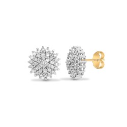 9E015 | 9ct Yellow Gold Diamond Cluster Earrings