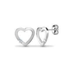 9E171 | 9ct White 6pts Diamond Heart Stud Earrings