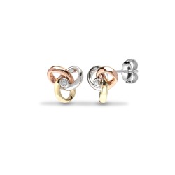 9E179 | 9ct 3 Colour 3pts Diamond Stud Knot Earrings