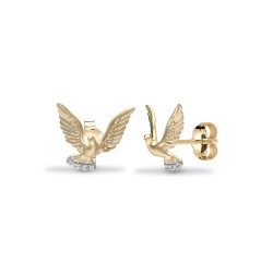 9E181 | 9ct Yellow 3pts Diamond American Eagle Earrings