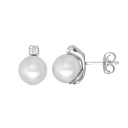 9E207 | 9ct White Dia-10pts 7.0-7.5mm Cultured Pearl Stud Earrings