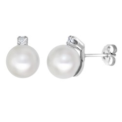 9E208 | 9ct White Dia-15pts 8.5-9.0mm Cultured Pearl Stud Earrings