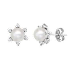 9E209 | 9ct White Dia-12pts 5.5-6.0mm Cultured Pearl Stud Earrings