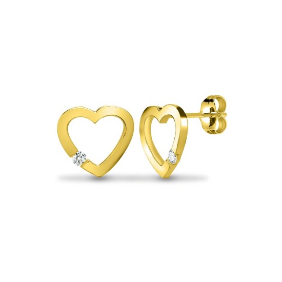 9E212 | 9ct Yellow 6pts Natural Diamond Heart Stud Earrings