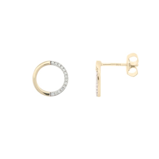 9E214 | 9ct Yellow Gold 0.08ct Diamond Circle Earrings