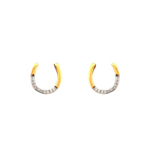 9E215 | 9ct Yellow Gold 0.05ct Diamond Horseshoe Earrings