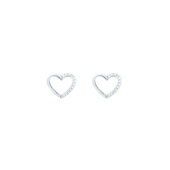 9E218 | 9ct White Gold 0.06ct Diamond Heart Earrings