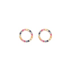 9E220 | 9ct Yellow Gold 0.47ct Rainbow Saph Circle Earrings