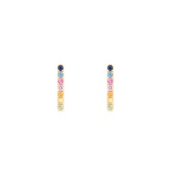 9E222 | 9ct Yellow Gold 0.34ct Rainbow Saph Bar Earrings