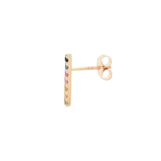 9E222 | 9ct Yellow Gold 0.34ct Rainbow Saph Bar Earrings