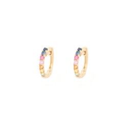 9E223 | 9ct Yellow Gold 0.34ct Rainbow Saph 12mm Hoop Earrings