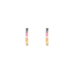 9E223 | 9ct Yellow Gold 0.34ct Rainbow Saph 12mm Hoop Earrings