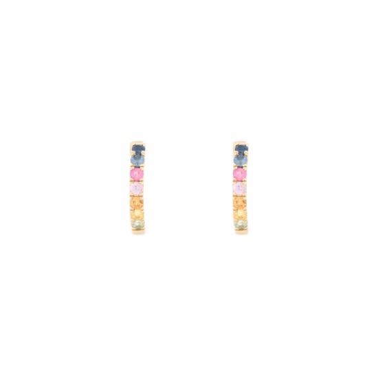 9E223 | 9ct Yellow Gold 0.34ct Rainbow Saph 12mm Hoop Earrings