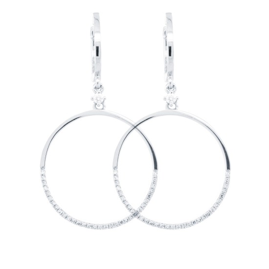 9E227 | 9ct White Gold 0.23ct Diamond Drop Circle Earrings