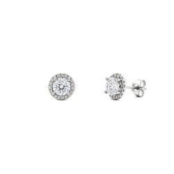 9ct White Gold 0.62ct Natural Diamond Halo Earrings