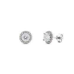 9ct White Gold 0.62ct Natural Diamond Halo Earrings