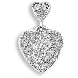 9H027 | 9ct White Gold Diamond Heart Pendant
