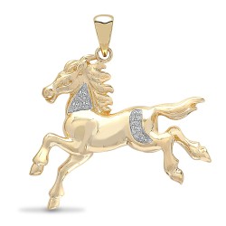 9P024 | 9ct Yellow Gold Diamond Horse Pendant