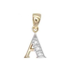 9P050-A | 9ct Yellow Gold Diamond Set Initial Pendant -Initial A