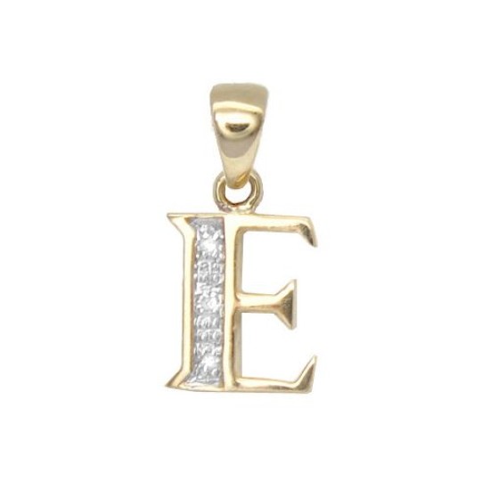 9P050-E | 9ct Yellow Gold Diamond Set Initial Pendant -Initial E
