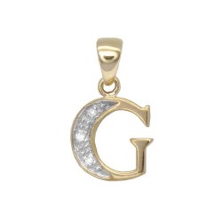 9P050-G | 9ct Yellow Gold Diamond Set Initial Pendant -Initial G