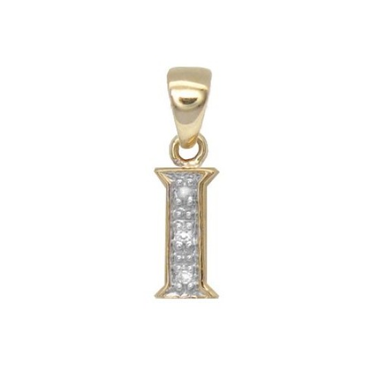 9P050-I | 9ct Yellow Gold Diamond Set Initial Pendant -Initial I