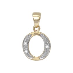9P050-O | 9ct Yellow Gold Diamond Set Initial Pendant -Initial O
