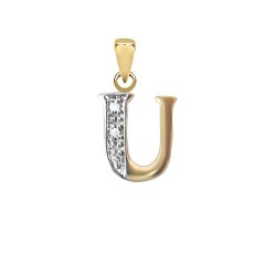 9P050-U | 9ct Yellow Gold Natural Diamond Set Initial Pendant -Initial U