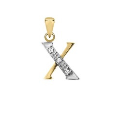 9P050-X | 9ct Yellow Gold Natural Diamond Set Initial Pendant -Initial X