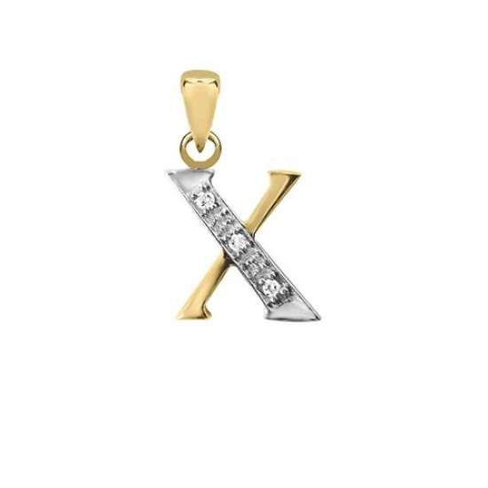 9P050-X | 9ct Yellow Gold Diamond Set Initial Pendant -Initial X