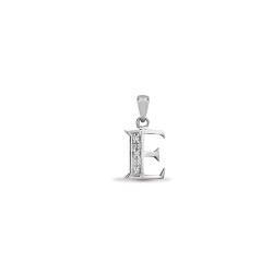 9P052-E | 9ct White Gold Natural Diamond Set Initial Pendant -Initial E