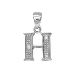 9P052-H | 9ct White Gold Natural Diamond Set Initial Pendant -Initial H