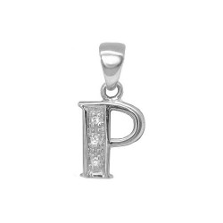 9P052-P | 9ct White Gold Natural Diamond Set Initial Pendant -Initial P