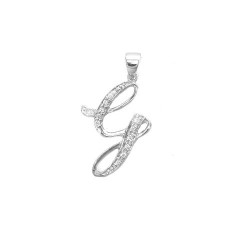 9P060-G | 9ct White Gold Diamond Set Initial Pendant -Initial G